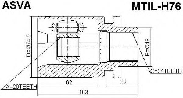 Junta homocinética interior delantera izquierda MR470225 Mitsubishi