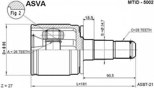 MTID5002 Asva junta homocinética interior delantera izquierda