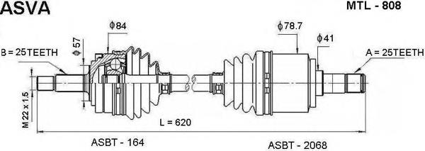 mtl808 Asva árbol de transmisión delantero izquierdo