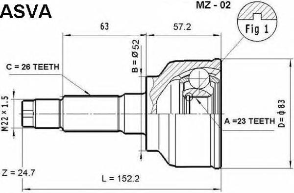 MZ02 Asva junta homocinética exterior delantera