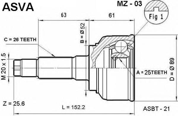 MZ03 Asva junta homocinética exterior delantera