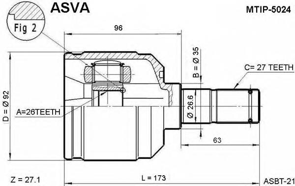 MTIP5024 Asva junta homocinética interior delantera derecha