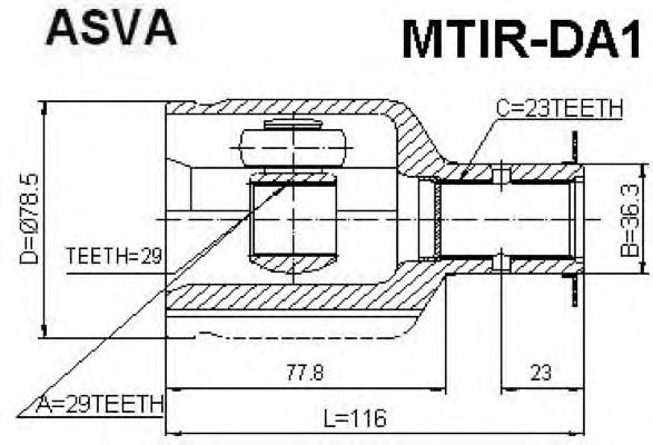 Junta homocinética interior delantera derecha MR911574 Mitsubishi