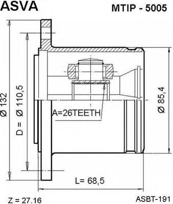 MTIP5005 Asva junta homocinética interior delantera derecha