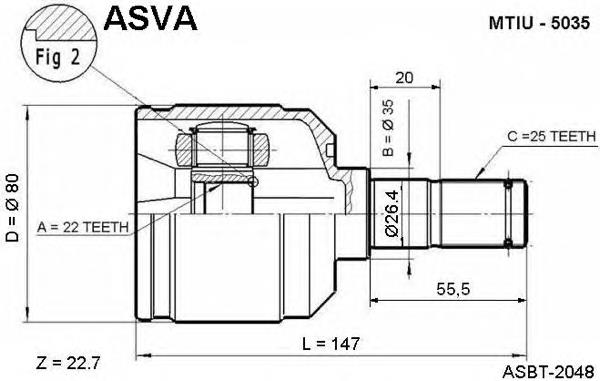 Junta homocinética interior delantera MTIU5035 Asva