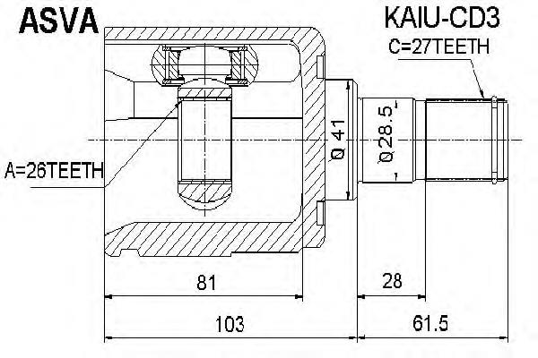 KAIUCD3 Asva junta homocinética exterior delantera