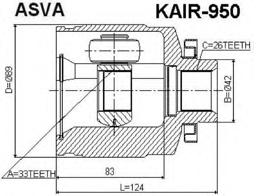 Junta homocinética interior delantera derecha KAIR950 Asva