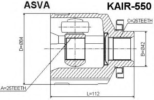 Junta homocinética interior delantera derecha KAIR550 Asva