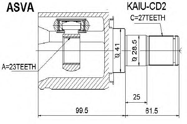 KAIUCD2 Asva junta homocinética interior delantera izquierda