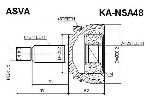 KANSA48 Asva junta homocinética exterior delantera