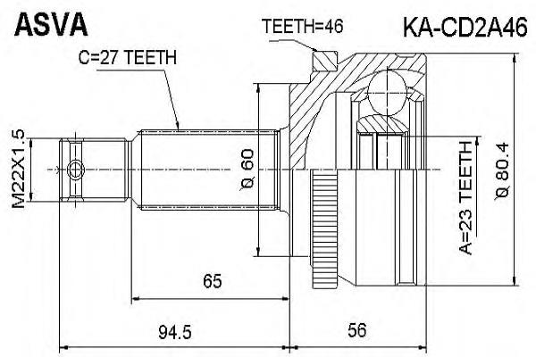 KACD2A46 Asva junta homocinética exterior delantera