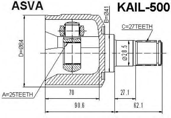 kail500 Asva junta homocinética interior delantera izquierda