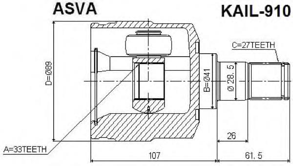 KAIL910 Asva junta homocinética interior delantera