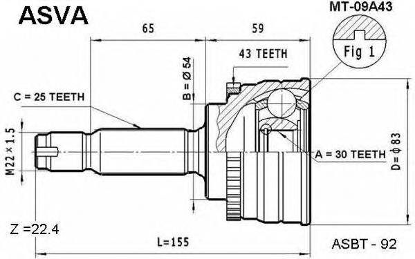 MT09A43 Asva junta homocinética exterior delantera