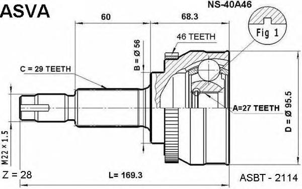 NS40A46 Asva junta homocinética exterior delantera