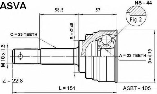 NS44 Asva junta homocinética exterior delantera