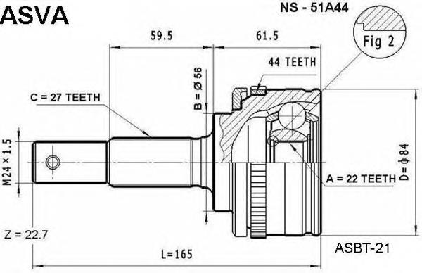 NS51A44 Asva junta homocinética exterior delantera