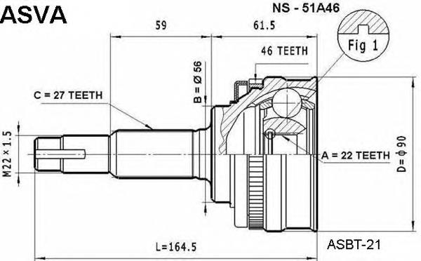 NS51A46 Asva junta homocinética exterior delantera