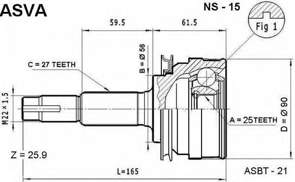 NS15 Asva junta homocinética exterior delantera