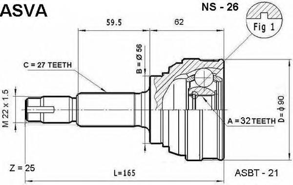 NS26 Asva junta homocinética exterior delantera