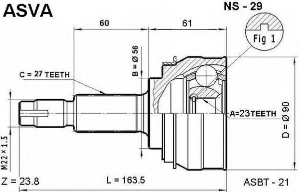 Junta homocinética exterior delantera NI29 MAK