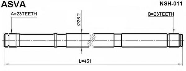 Árbol de transmisión delantero izquierdo NSH011 Asva