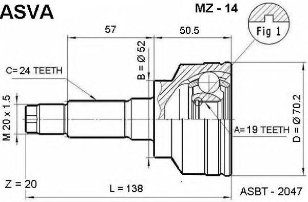 MZ14 Asva junta homocinética exterior delantera