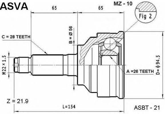 mz10 Asva junta homocinética exterior delantera