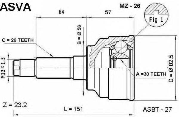 MZ26 Asva junta homocinética exterior delantera