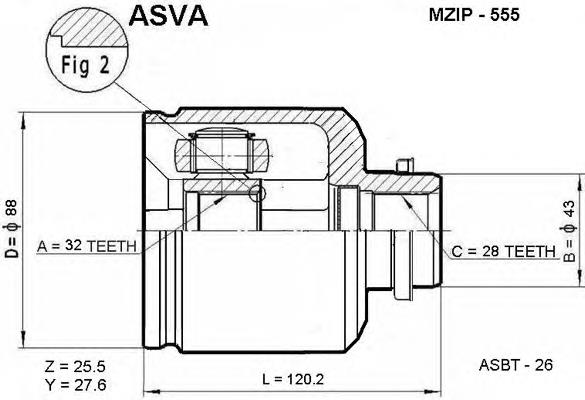 G56422520 Mazda junta homocinética interior delantera derecha