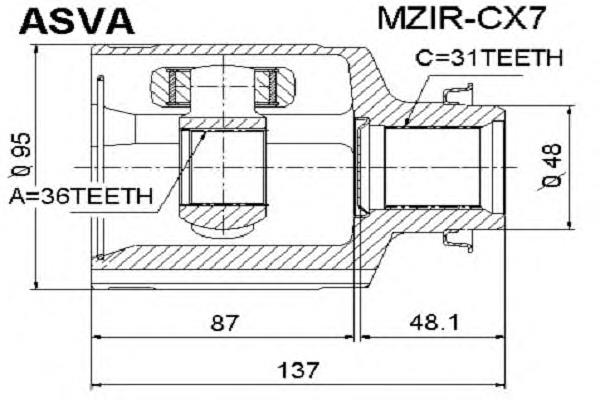 Junta homocinética interior delantera derecha GP2722520 Mazda