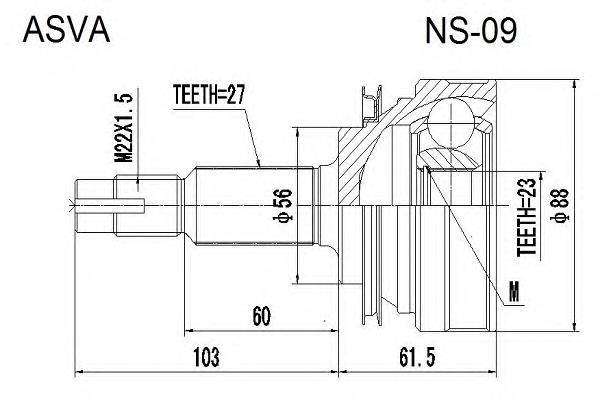 NS09 Asva junta homocinética exterior delantera