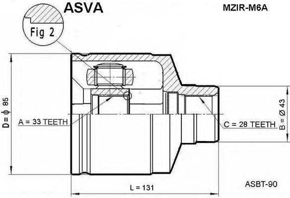 MZIRM6A Asva junta homocinética interior delantera derecha