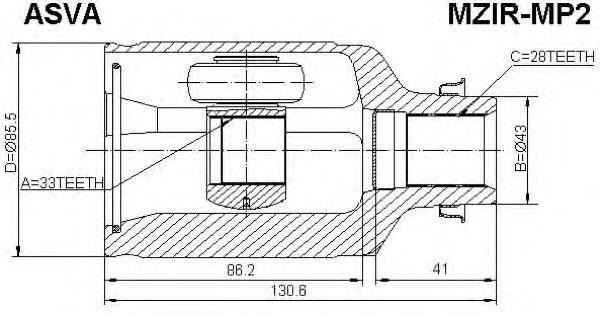 Junta homocinética interior delantera derecha FF0522520A Mazda