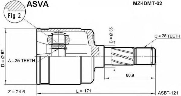 MZ-IDMT-02 Asva junta homocinética interior delantera izquierda