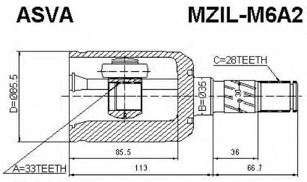 MZILM6A2 Asva junta homocinética interior delantera izquierda