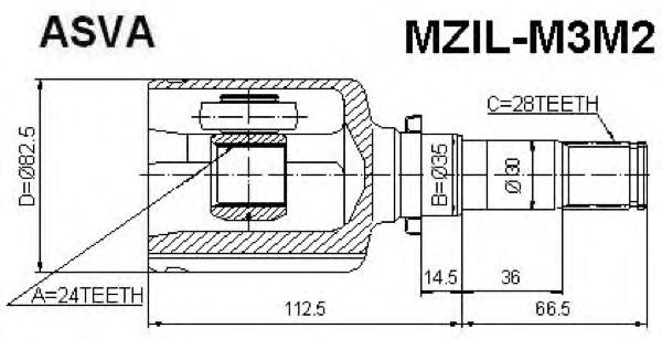 GG2822620A Mazda junta homocinética interior delantera izquierda
