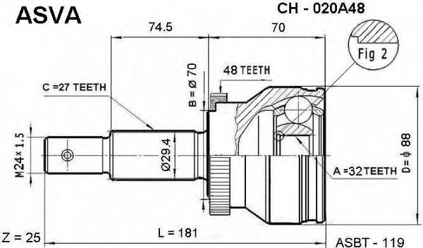 CH020A48 Asva junta homocinética exterior delantera