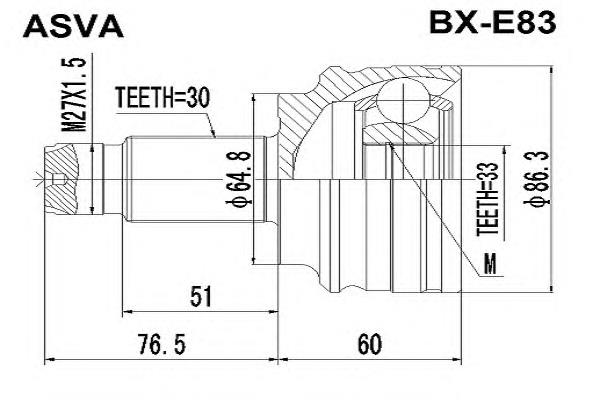 BXE83 Asva junta homocinética exterior delantera