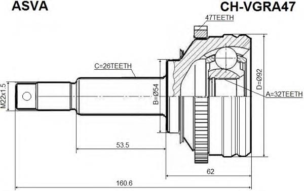 CHRVGRA47 Asva junta homocinética exterior delantera