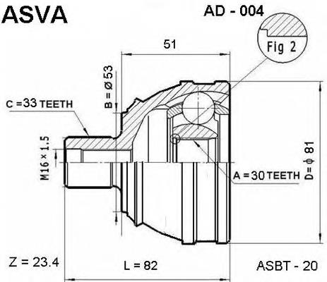 AD004 Asva junta homocinética exterior trasera