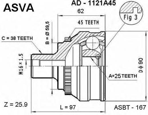 AD1121A45 Asva junta homocinética exterior trasera