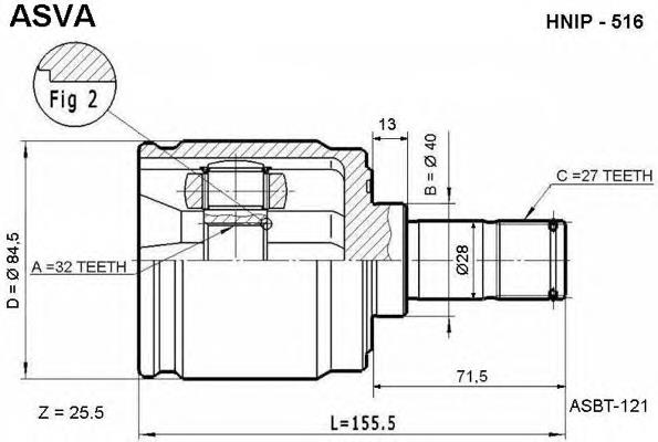 HNIP516 Asva junta homocinética interior delantera derecha