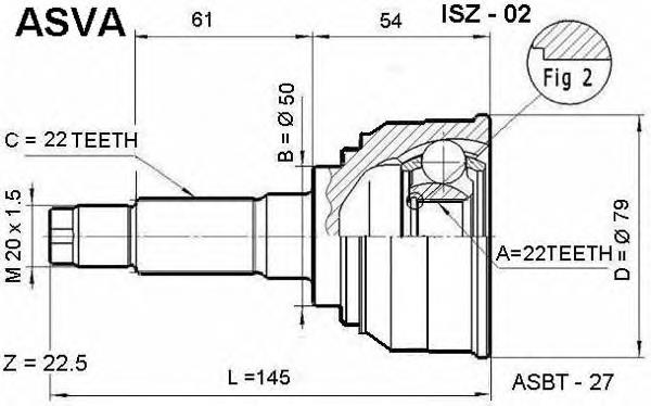 ISZ02 Asva junta homocinética exterior delantera