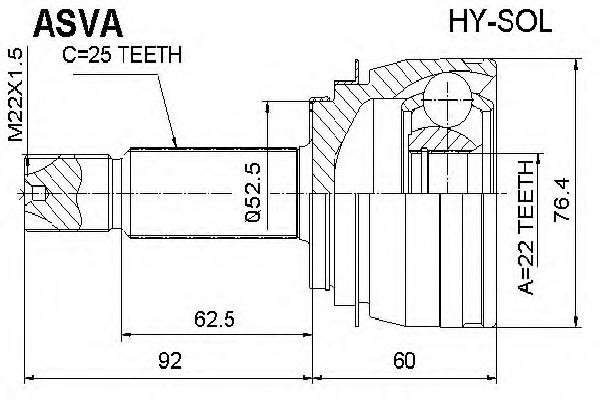 Junta homocinética exterior delantera HYSOL Asva