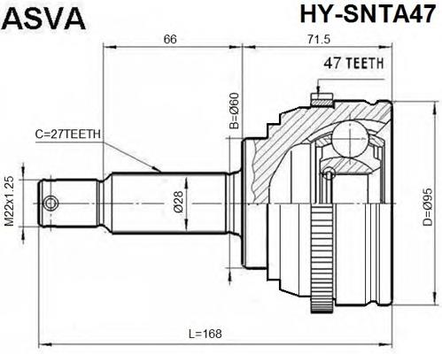 HYSNTA47 Asva junta homocinética exterior delantera