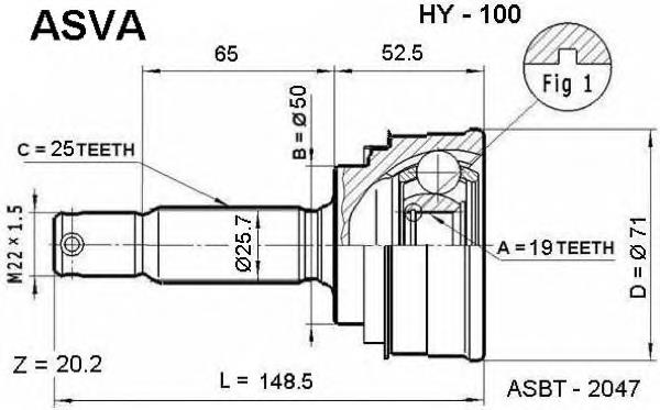 HY100 Asva junta homocinética exterior delantera