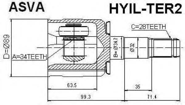 Junta homocinética interior delantera izquierda 51611H1000 Hyundai/Kia