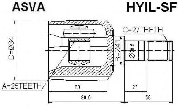 HYIL-SF Asva junta homocinética exterior delantera izquierda