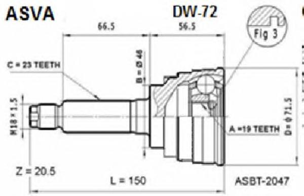 DW72 Asva junta homocinética exterior delantera